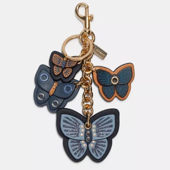 Coach $150 NWT Butterfly Cluster Bag Purse Charm C8224 Gold/Denim Multi - Picture 3 of 10